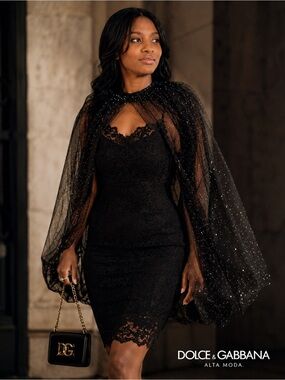 Black Lace Slip Dress with Spaghetti Straps